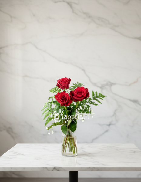 3 rose rosse 