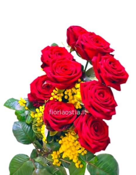 3 Rose rosse e Mimosa