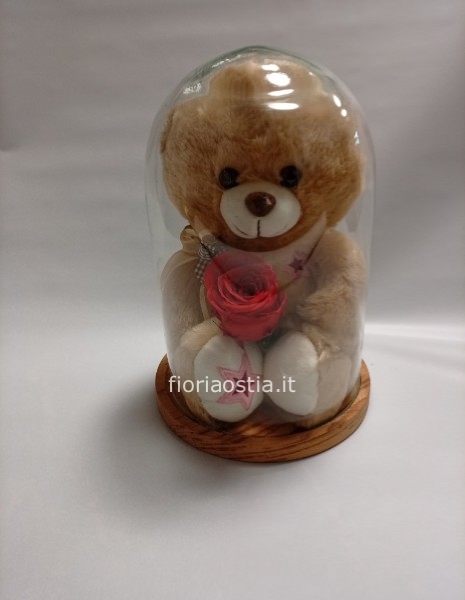 Peluche con rosa eterna