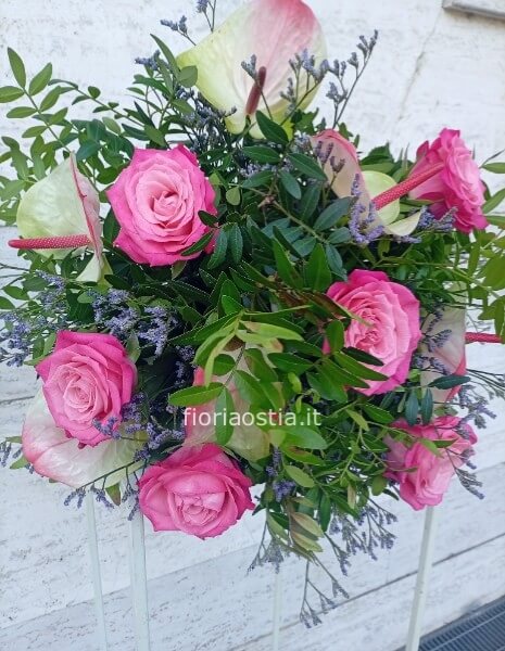 Bouquet di rose e anthurium